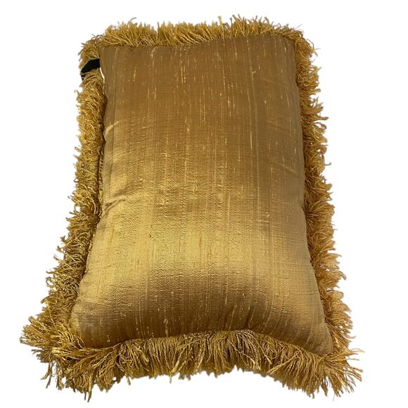 Newport Raw Silk Decorative Pillow with Fringe - Picture 4 of 10